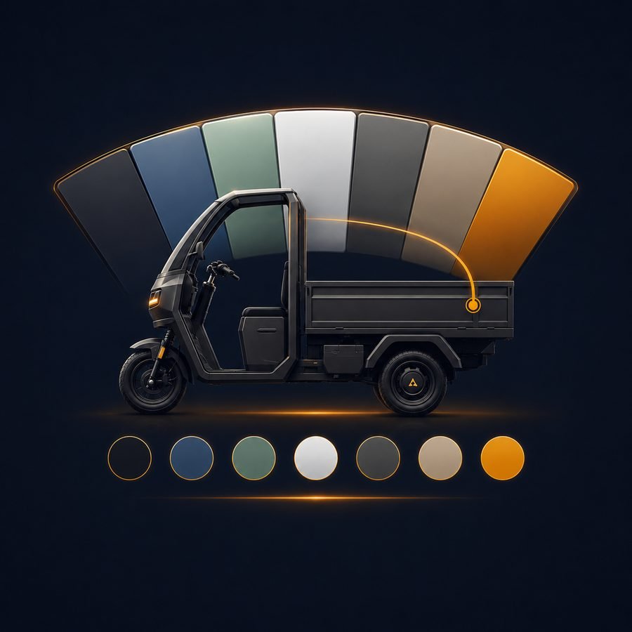 Custom exterior color options for electric cargo vehicles