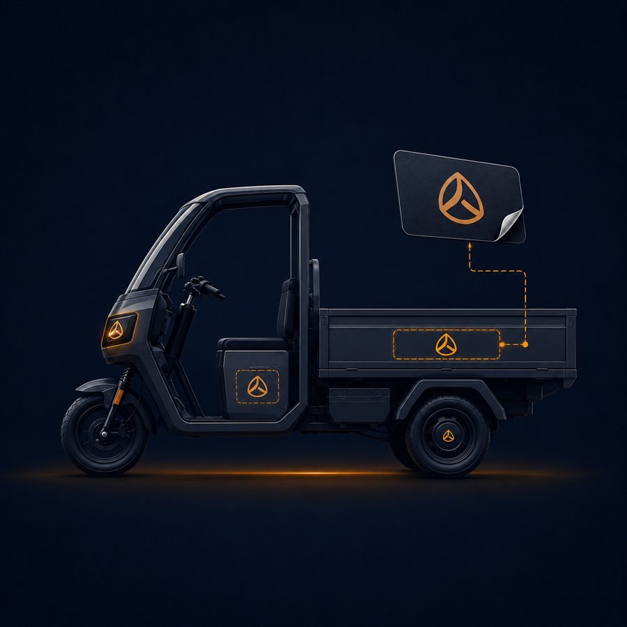 Private label logo branding options for electric utility vehicles